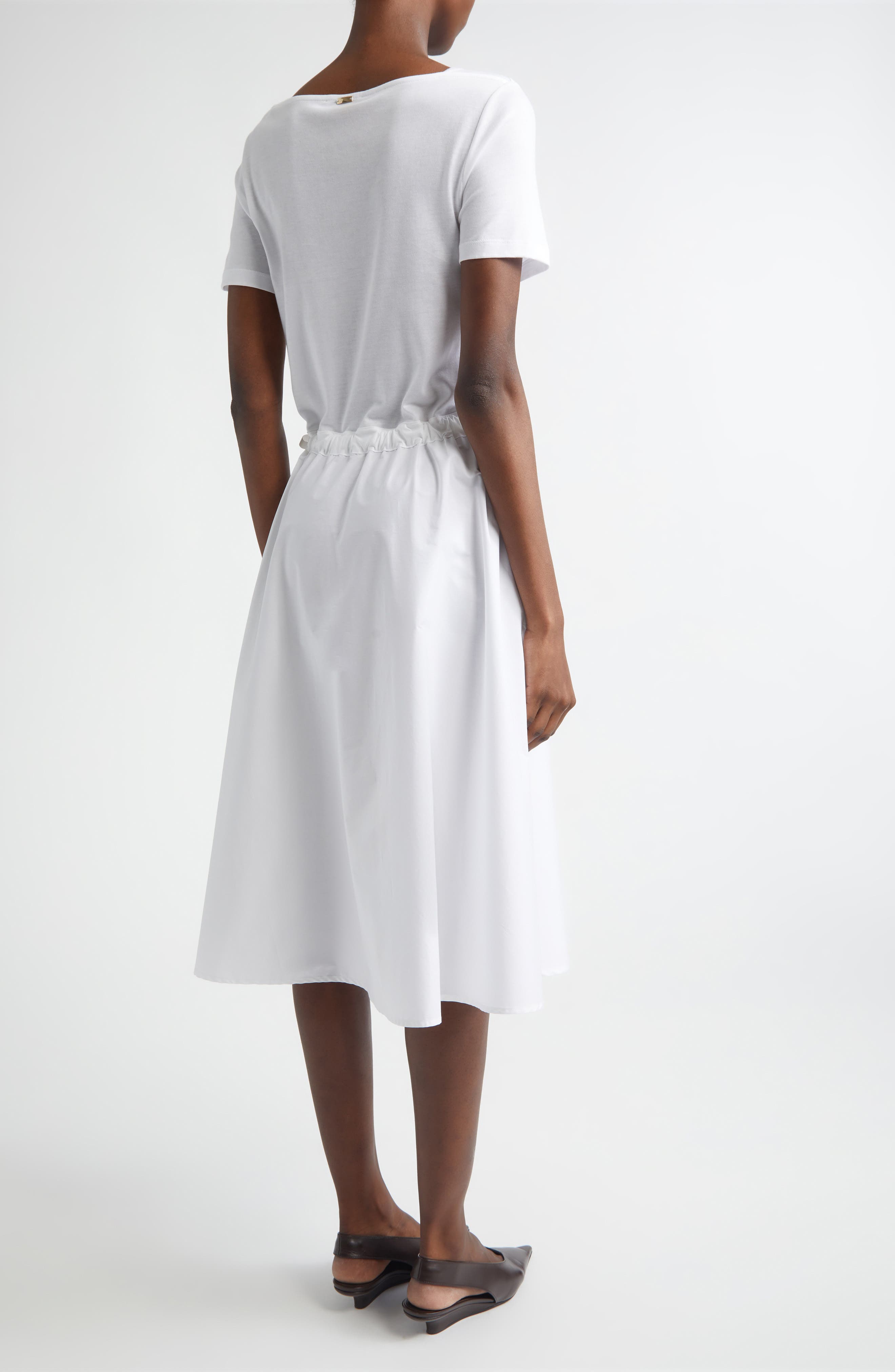 Mixed Media Drawcord Waist Dress - image 2