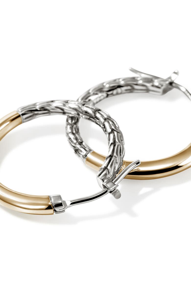 John Hardy JH Essentials Hoop Earrings, Gold, Sterling Silver, 22mm, Alternate, color, Silver/ Gold