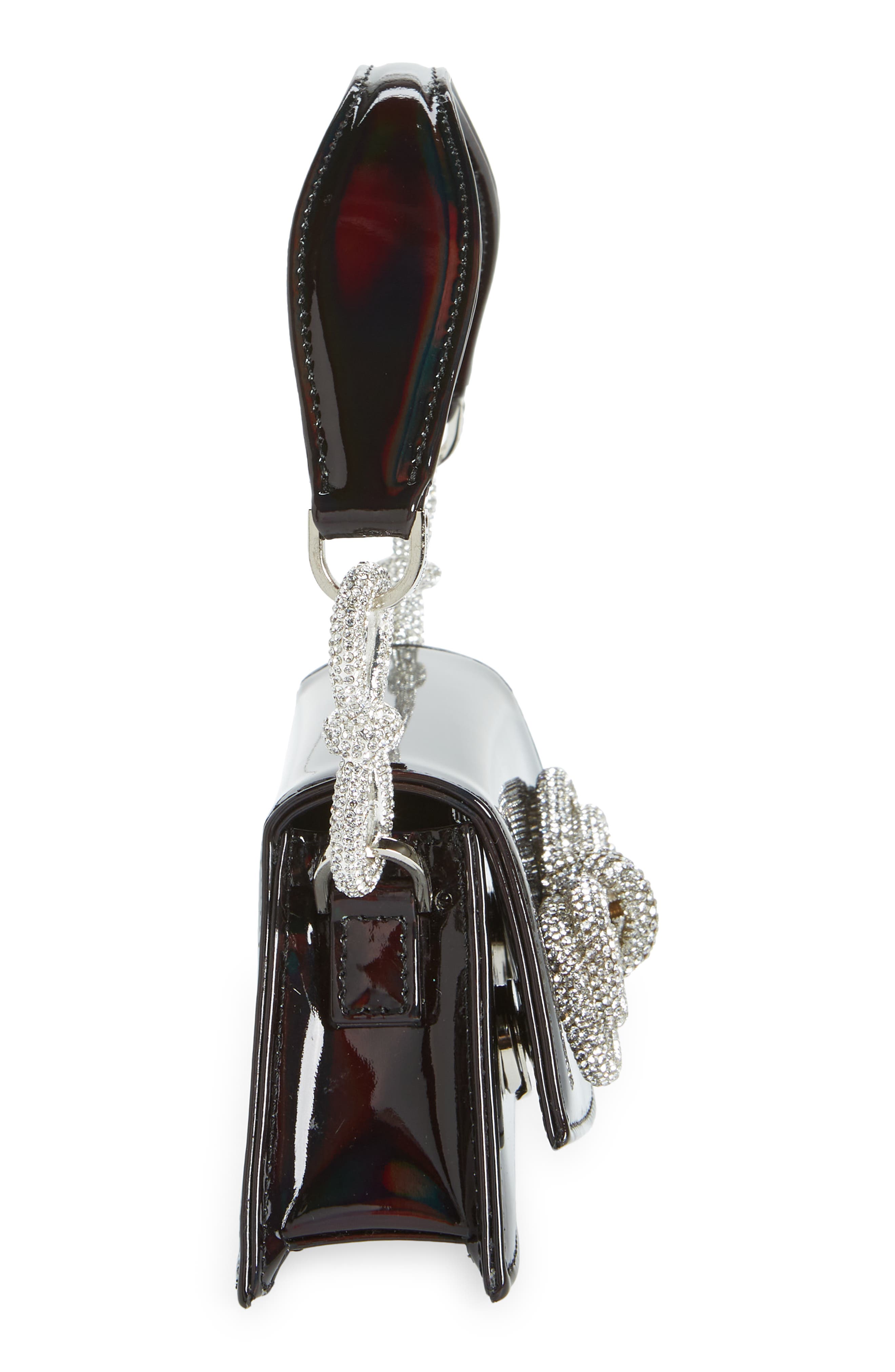 Mach & Mach Mini Samantha Crystal Double Bow Iridescent Top Handle Bag, Alternate, color, 
