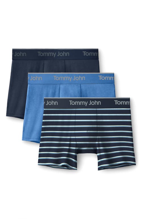 Tommy John Assorted 3-pack Second Skin 4-inch Stretch Modal Boxer Briefs In Blue