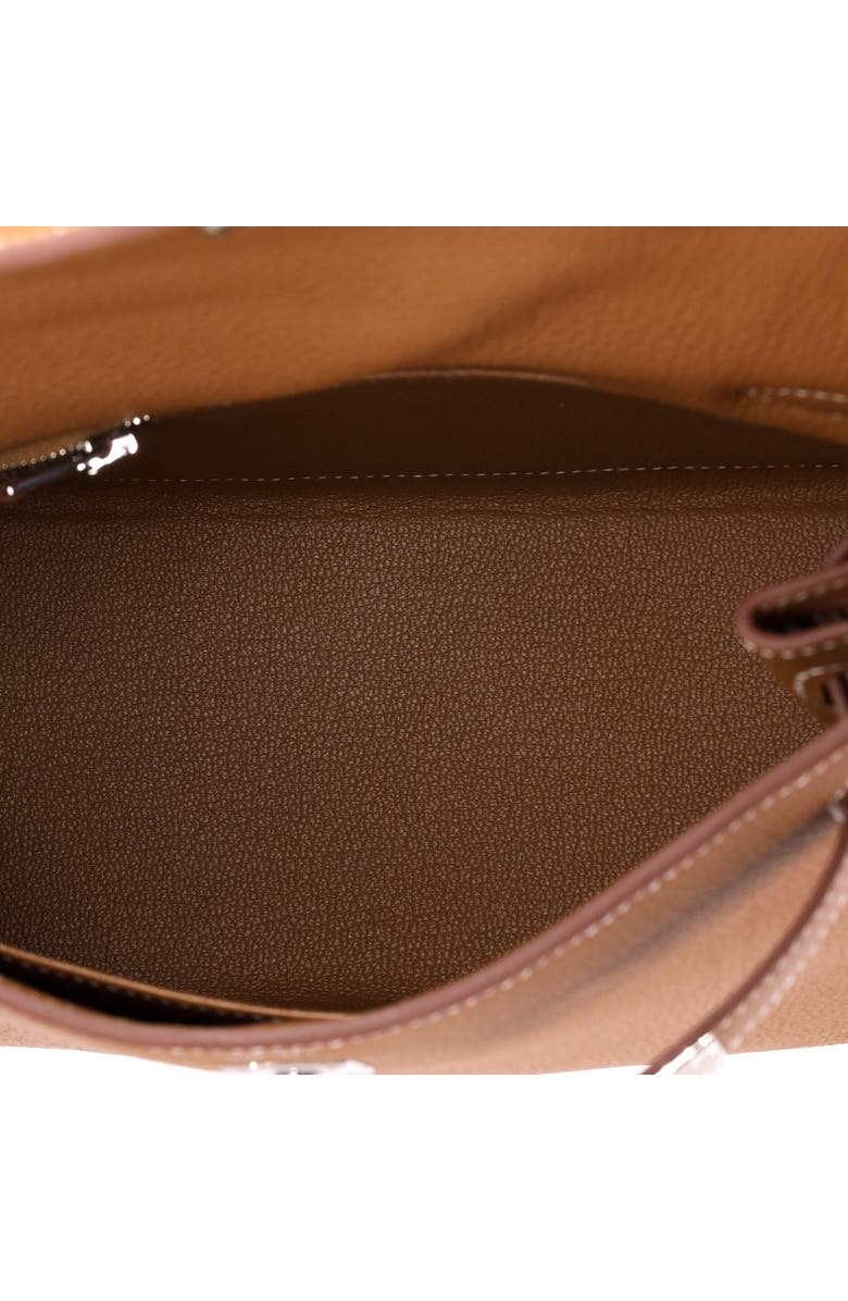 Pre-Owned Hermes Kelly Handbag Brown Togo with Palladium Hardware 25, Alternate, color, Gold