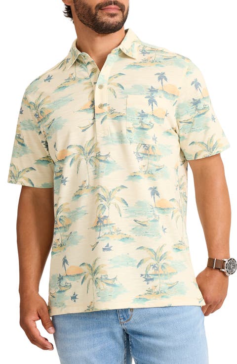 San Lucio Tides Mirage Tropical Print IslandZone® Polo (Big & Tall)