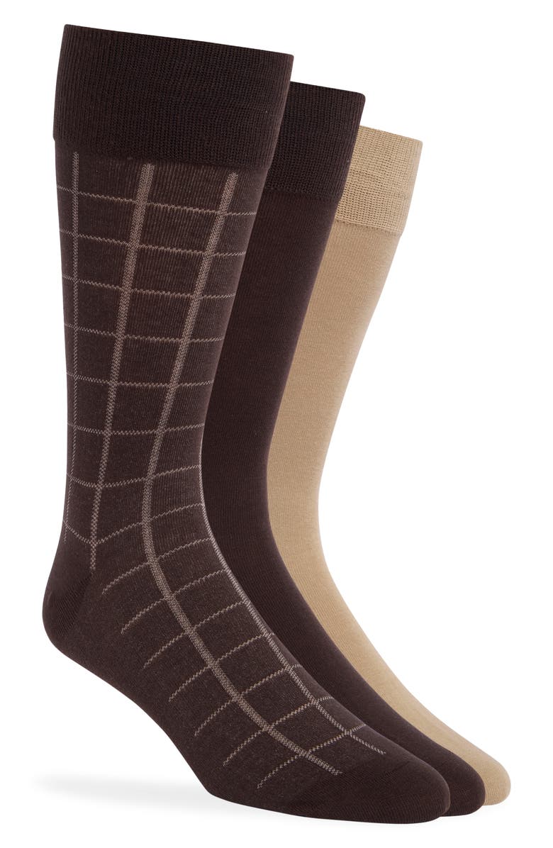 Lorenzo Uomo 3-Pack Dress Socks, Main, color, Brown