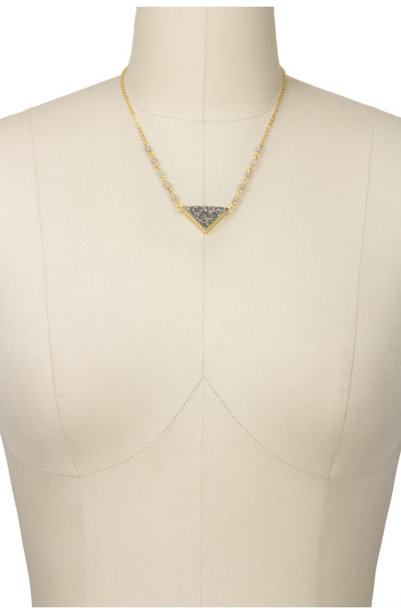 SAACHI Triangle Beaded Druzy Necklace, Main, color, Silver