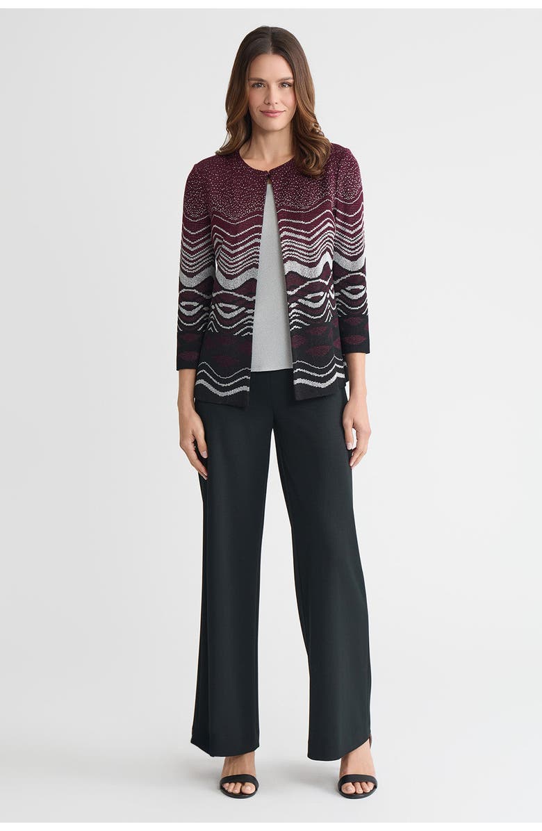 Ming Wang Heritage Lurex Landscape Jacquard Knit Jacket, Alternate, color, Midnight Violet/Black/Silver