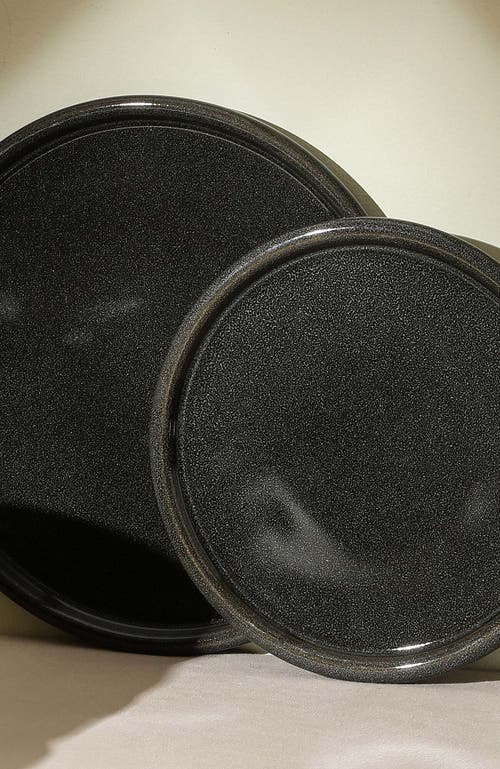 Stone Lain Eden Stoneware 4-piece Dinner Plate Set In Black