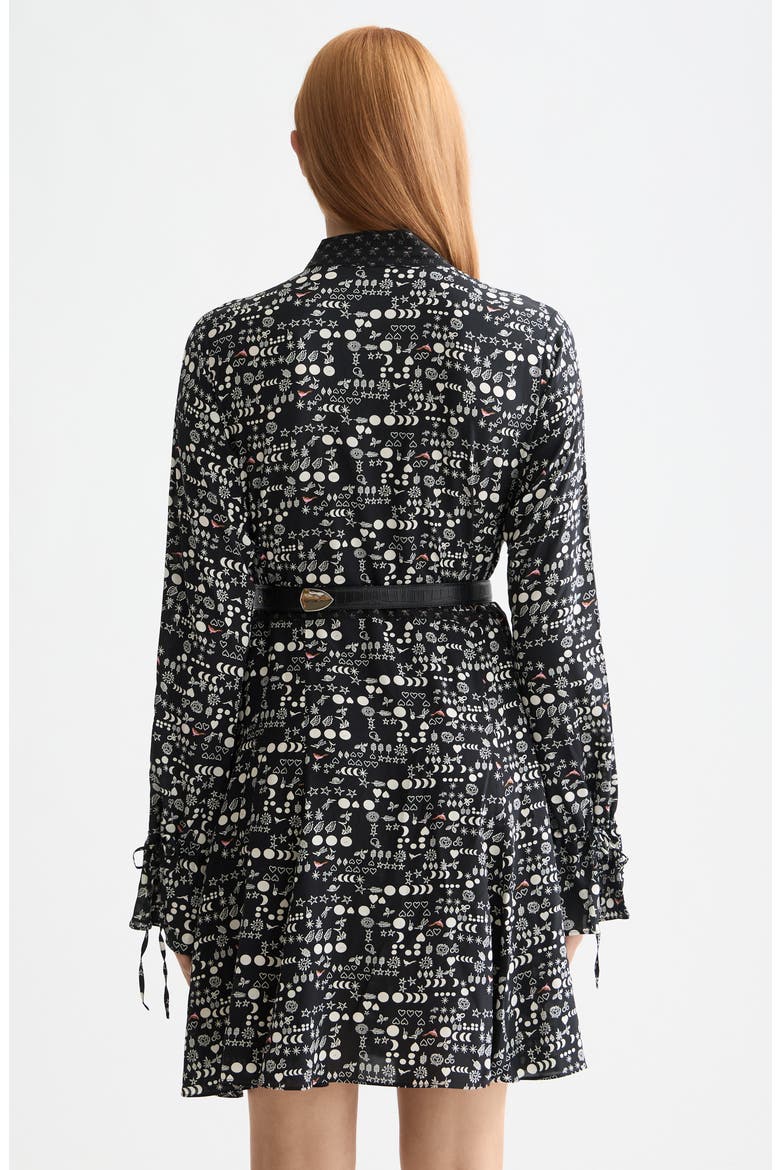 Long Sleeve Print Minidress, Alternate, color, MOON GARDENING