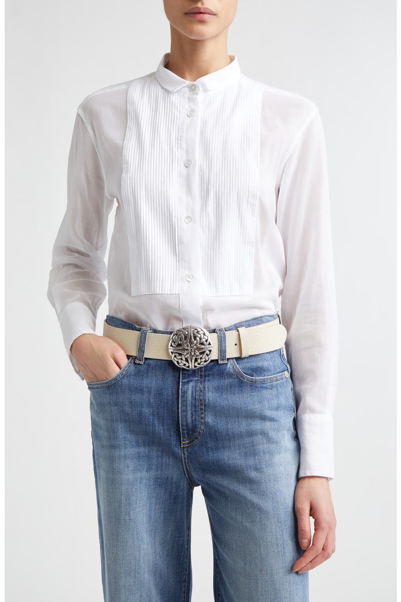 Cotton Poplin Tuxedo Shirt, Main, color, 01 WHITE