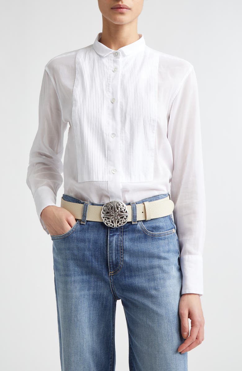 Eleventy Cotton Poplin Tuxedo Shirt, Main, color, 01 White