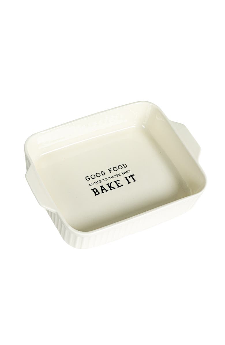Storied Home Stoneware Baker with "Good Food Comes To Those Who Bake It ", White, Main, color, White