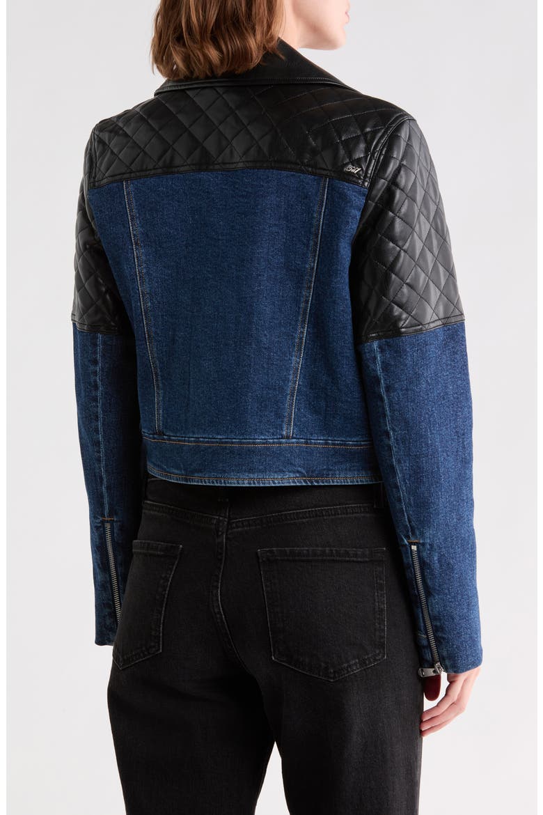 Joan Mixed Media Moto Jacket, Alternate, color, OCEANE/ BLACK