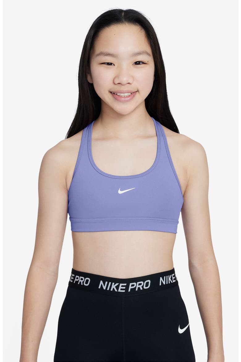 Kids' Dri-FIT Racerback Sports Bra, Main, color, LIGHT THISTLE