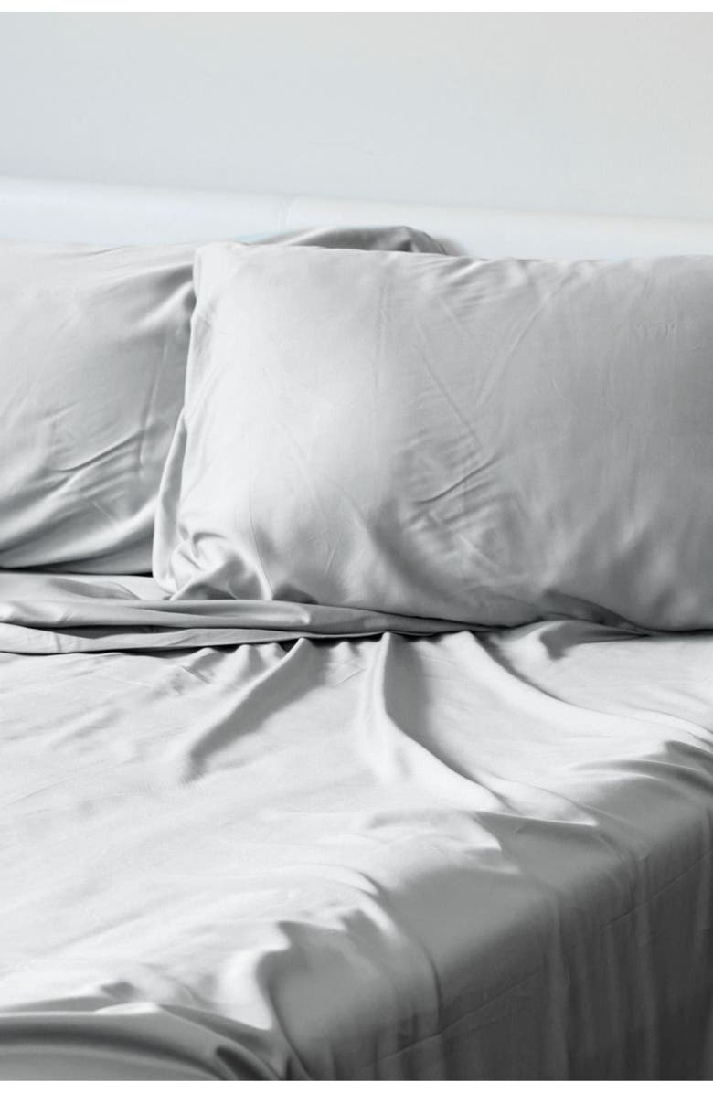 BedVoyage Luxury 100% Viscose Cooling Bed Sheet Set, Main, color, Stone