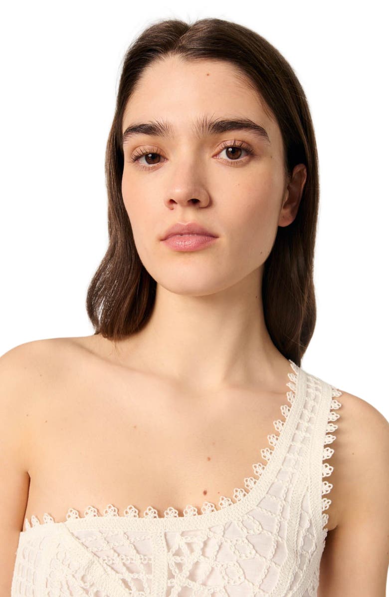 maje Asymmetrical crochet maxi dress, Alternate, color, 