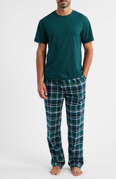 Feel at Home Pajama T-Shirt & Plaid Flannel Pants Set