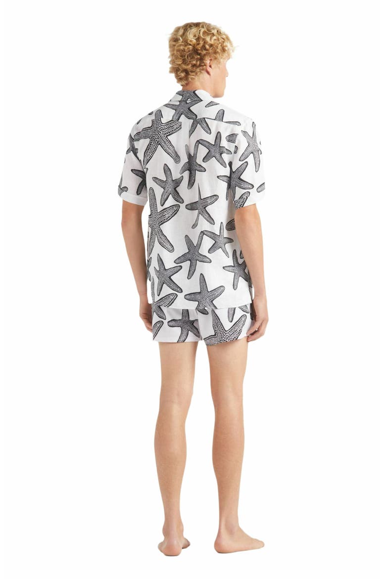 Men's Starlettes Linen Bowling Shirt, Alternate, color, BLANC