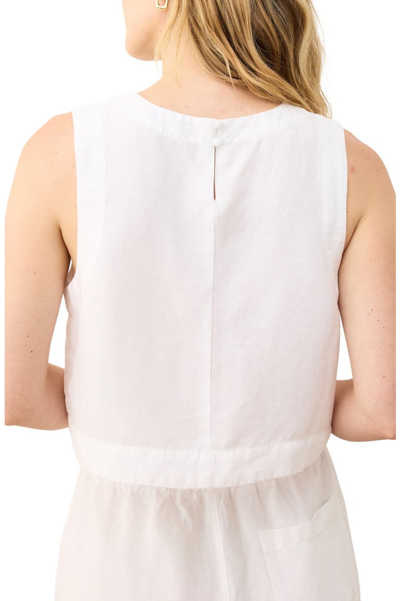 Quinn Sleeveless Linen Blend Crop Top, Alternate, color, WHITE