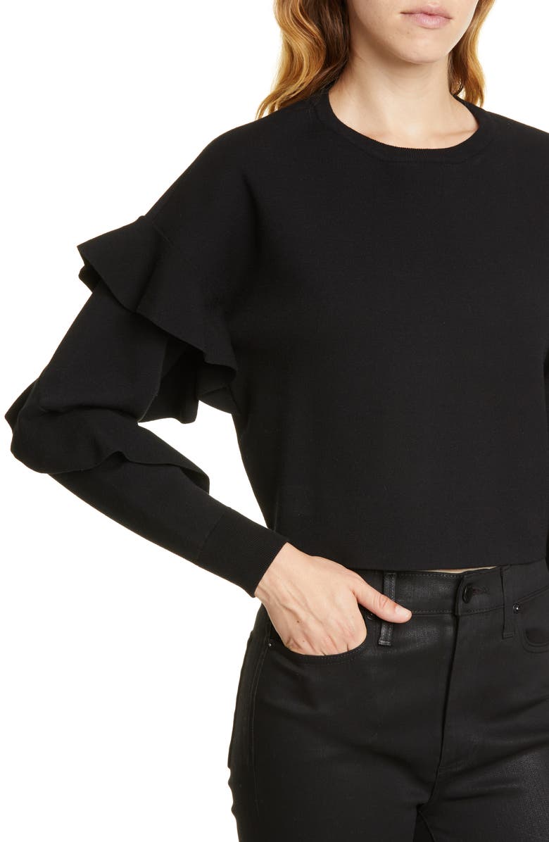Alice + Olivia Nettie Ruffle Sleeve Sweater, Alternate, color,