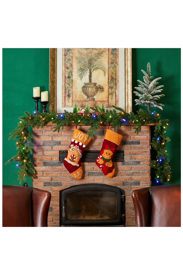 Set of 2 9ft Christmas Garland with Strawberry Lights, Alternate, color, Green