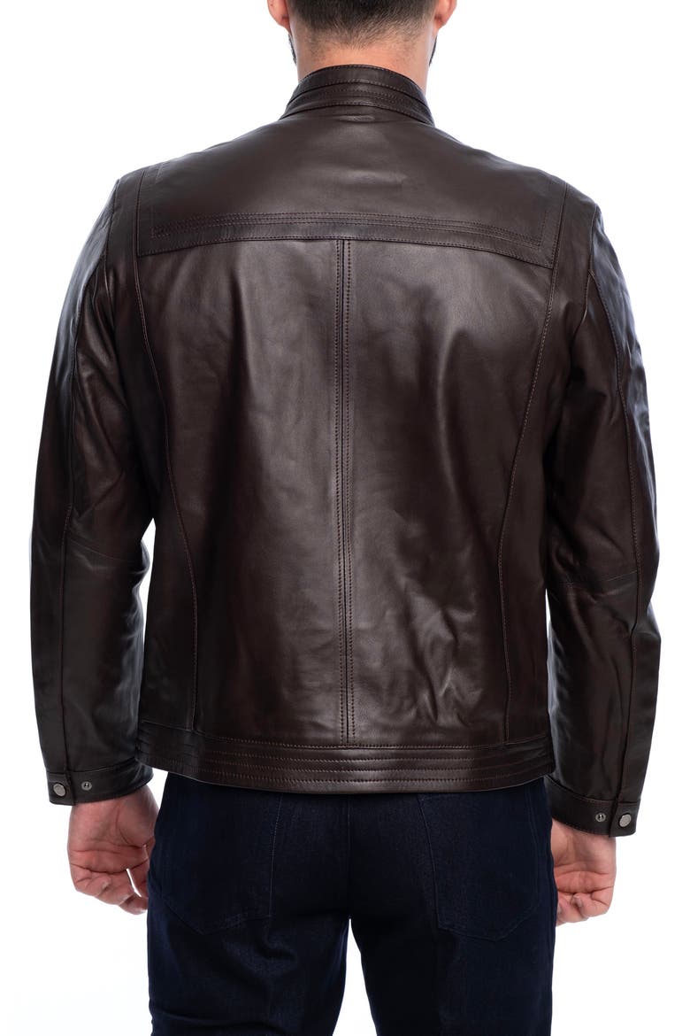 Lisbon Leather Jacket, Alternate, color, DARK BROWN