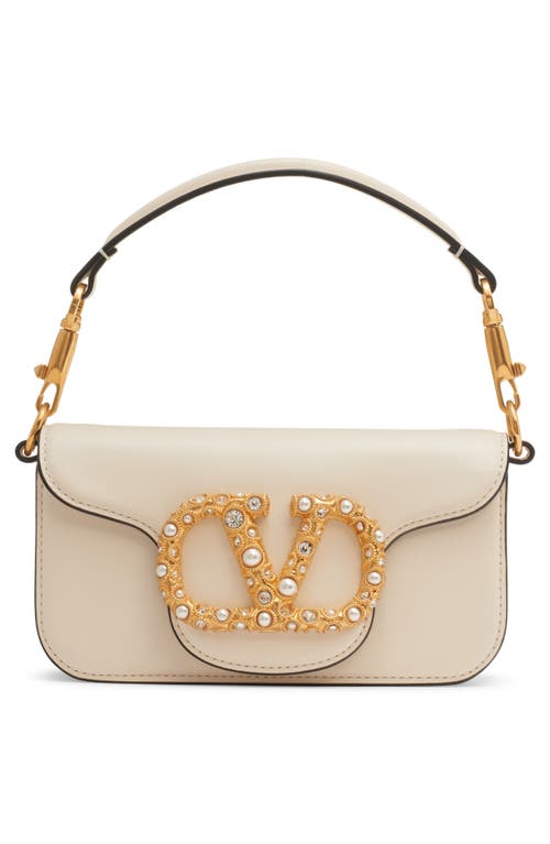 Valentino Garavani Small Locò Leather Shoulder Bag In White