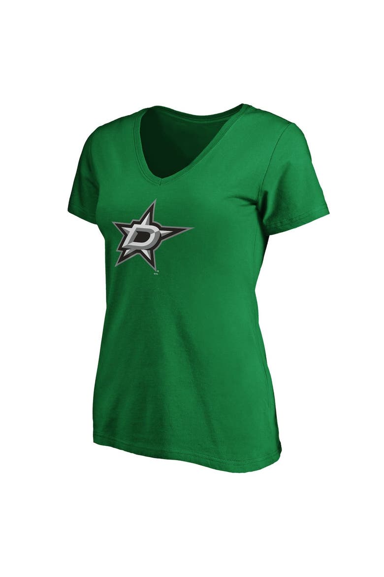Women's Fanatics Branded Kelly Green Dallas Stars Primary Logo V-Neck T-Shirt, Alternate, color, KELLY GREEN