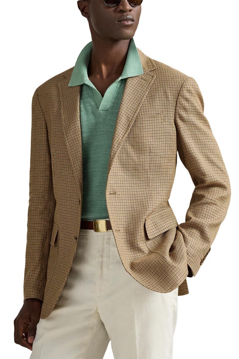 Textured Seed Stitch Cotton & Linen Polo, Main, color, FADED MINT/ DECKWASH WHITE
