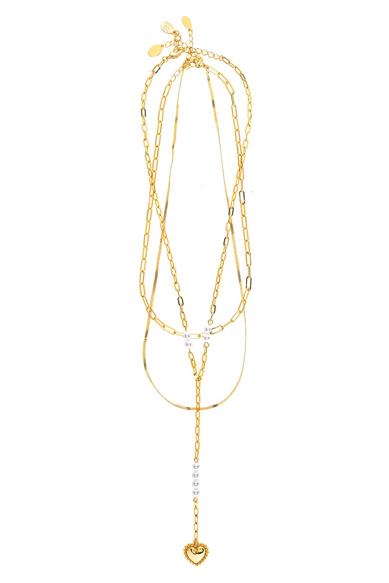 Set of 3 Chain Necklaces, Alternate, color, SATIN / PEARL