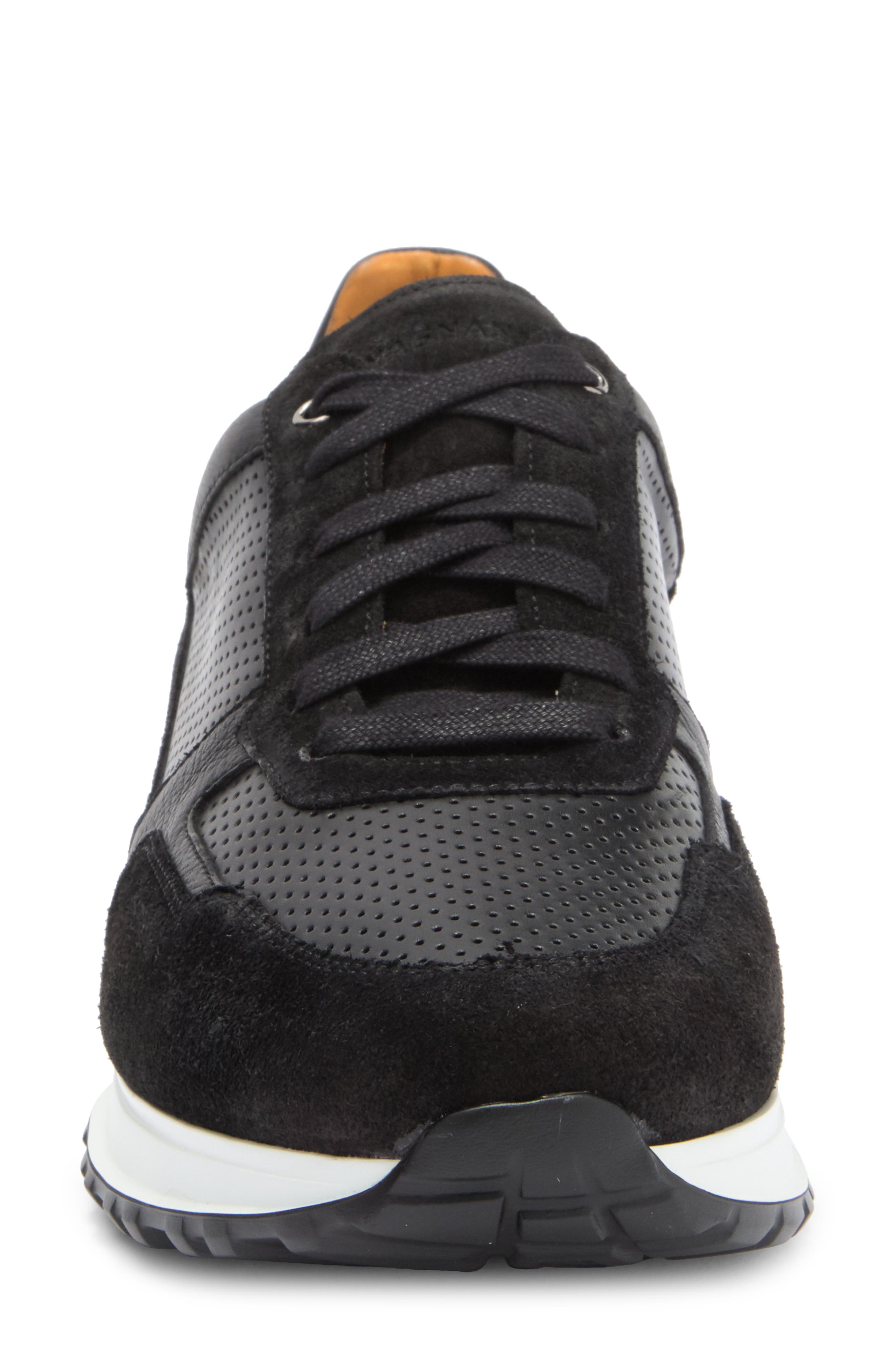 Magnanni Fado Perforated Sneaker, Alternate, color, Black / Black