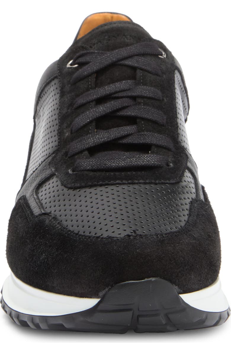 Magnanni Fado Perforated Sneaker, Alternate, color, Black / Black