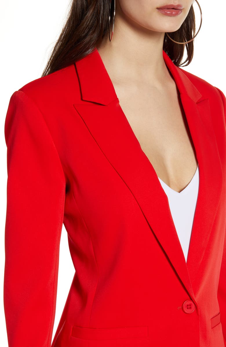 Endless Rose Tailored Single Button Blazer, Alternate, color, Red