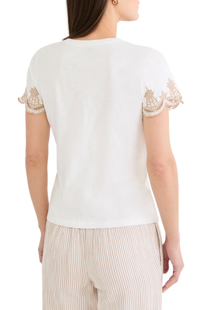 NIC+ZOE Deco Embroidered Slub Top, Alternate, color, Paper White