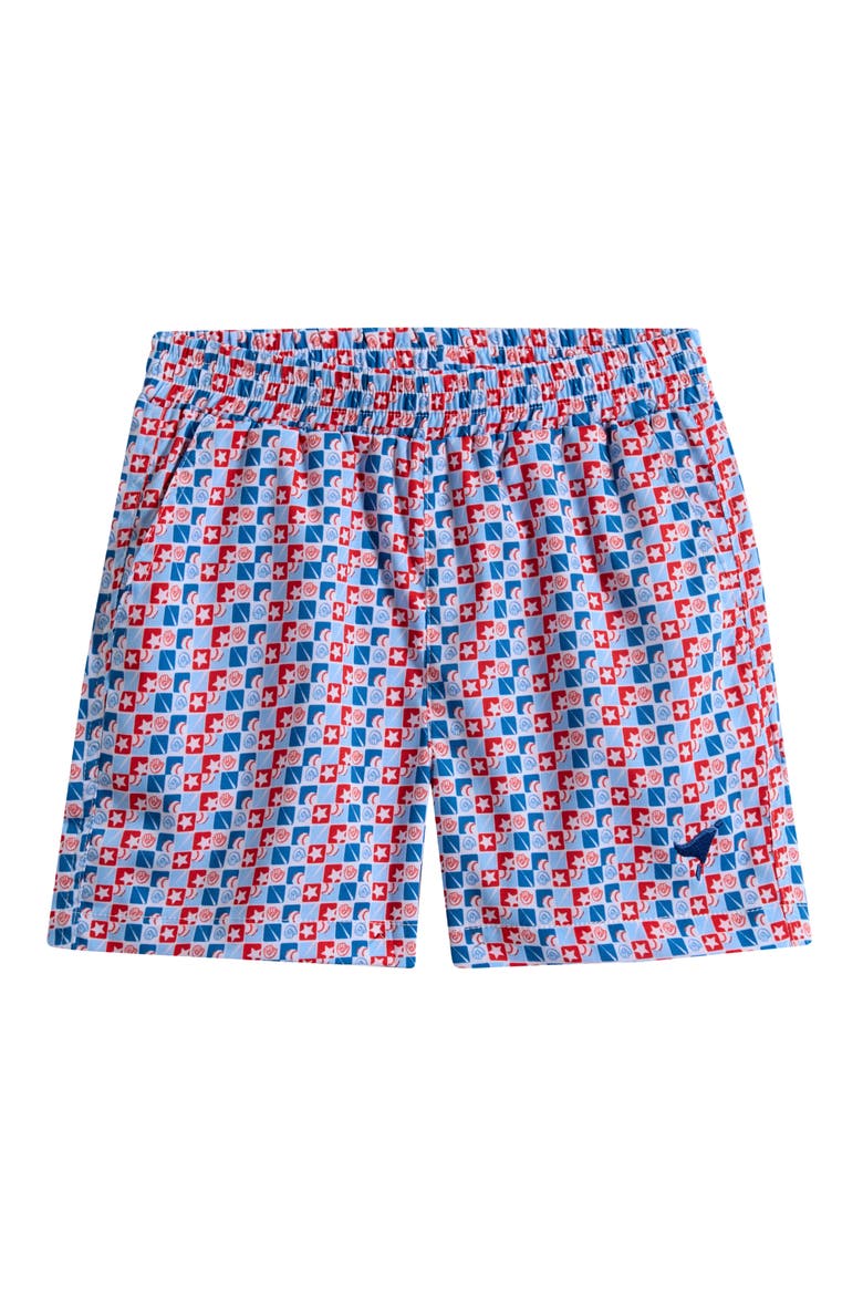 Kids' Baseball Check Print Shorts, Main, color, RED/ WHITE/ BLUE