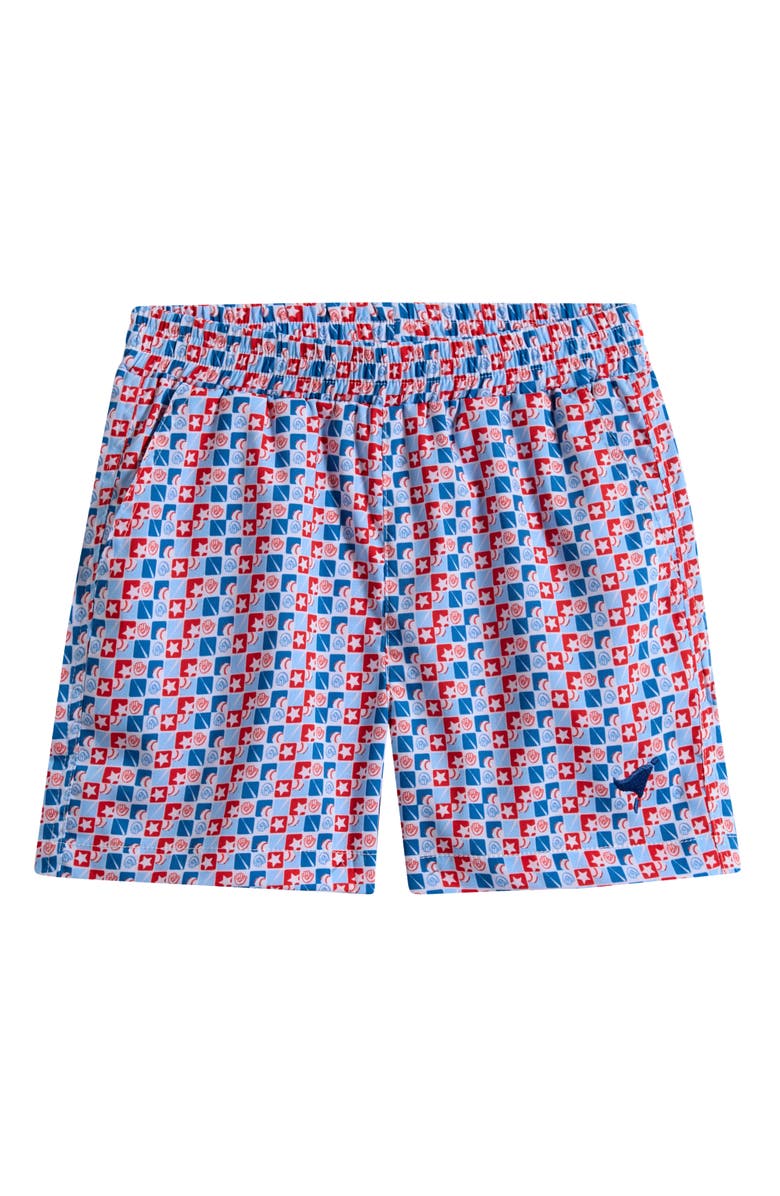 AMERICAN FIT Kids' Baseball Check Print Shorts, Main, color, Red/ White/ Blue