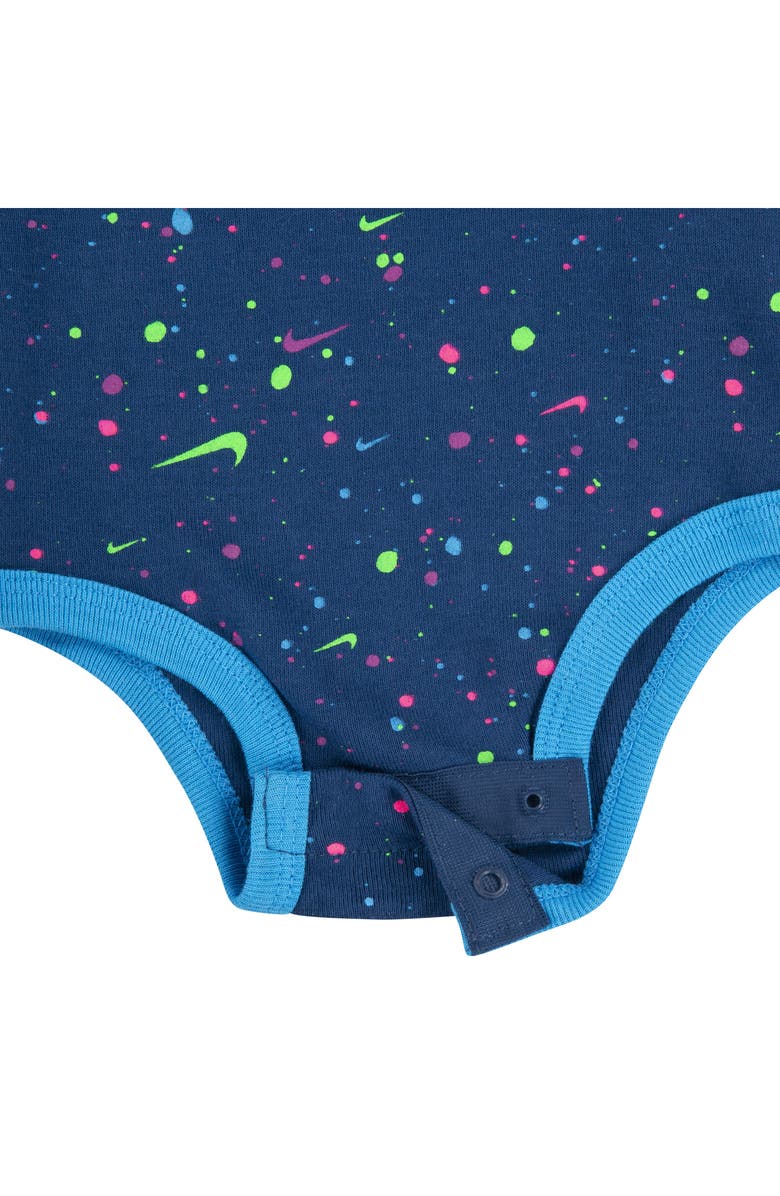 Nike Swoosh Party Bodysuit, Bib & Booties Set, Alternate, color, Midnight Navy