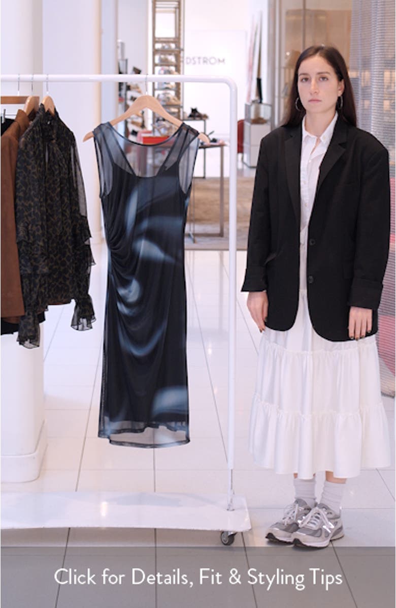 Blur Print Sleeveless Mesh Midi Dress, sales video thumbnail