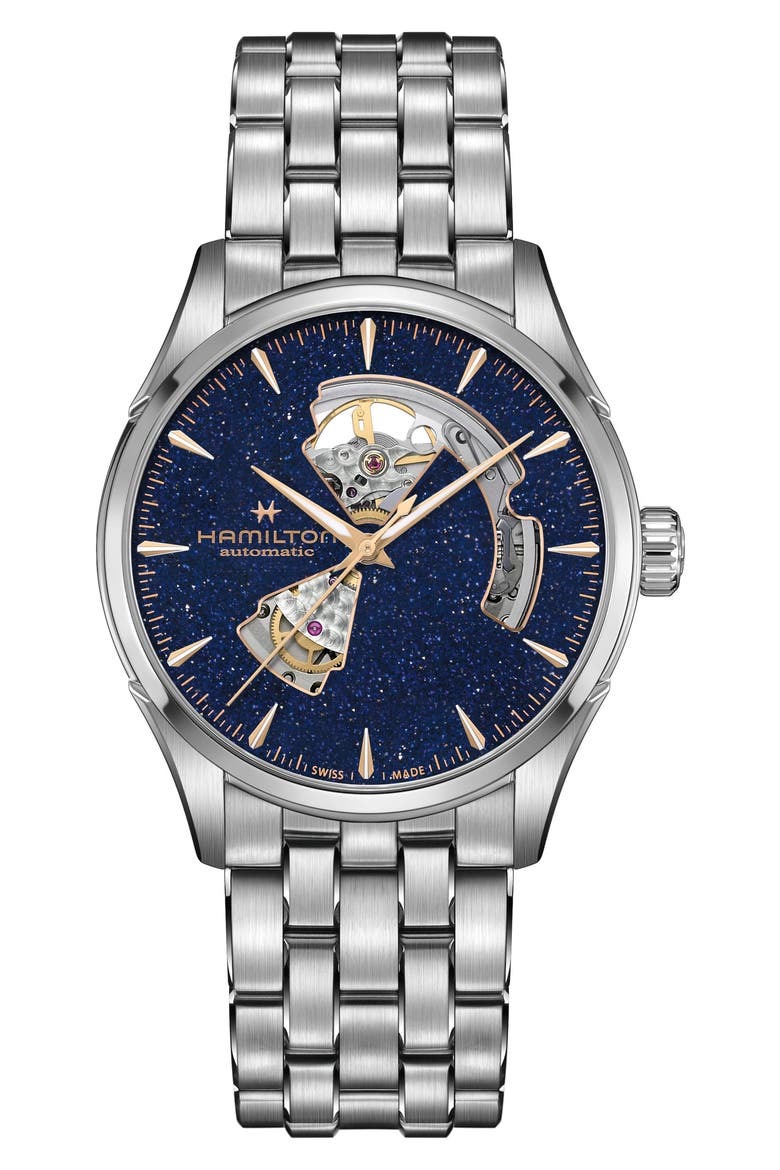 Jazzmaster Open Heart Automatic Bracelet Watch, 42mm, Main, color, BLUE