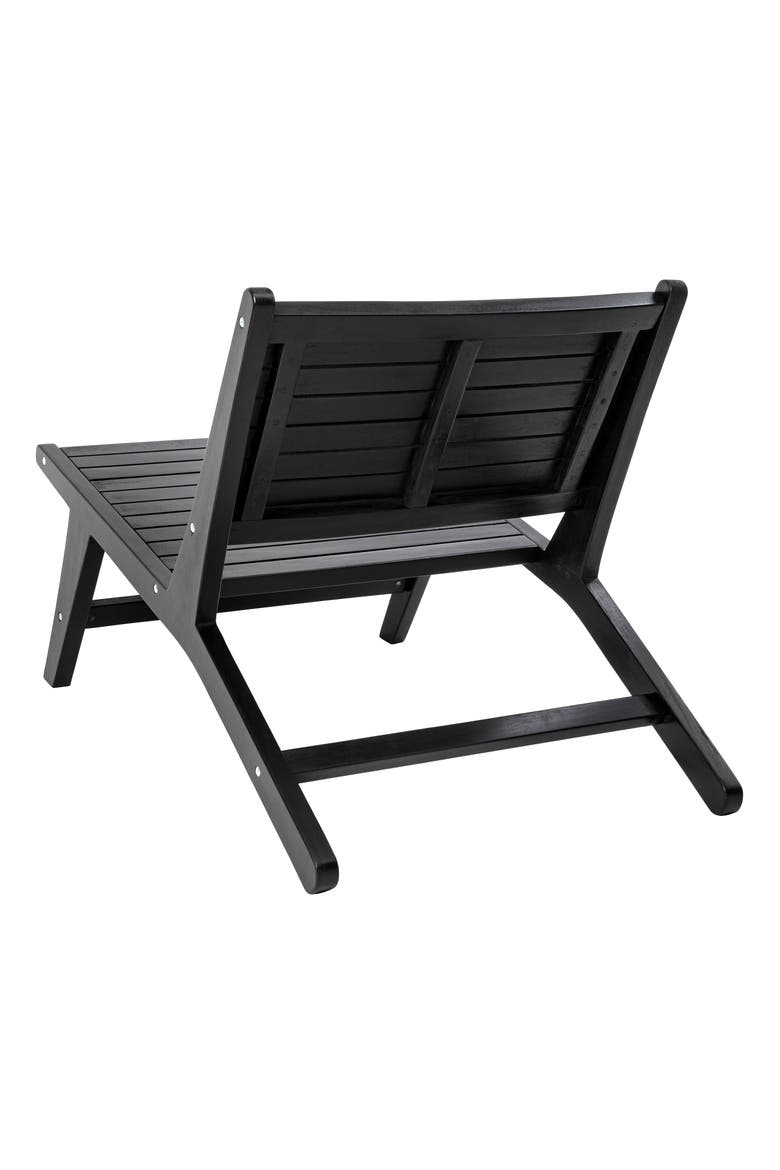 Leo Modern Solid Indonesian Wood Armless Outdoor Lounge Chair, Slatted Low Profile Seating for Patio, Porch or Garden, Alternate, color, Black