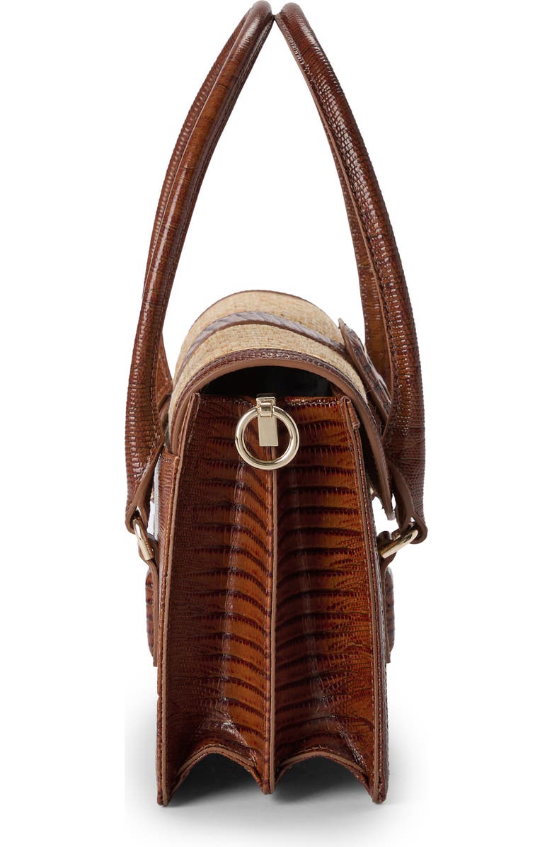 Brahmin Small Hallie Woven Straw & Lizard Embossed Leather Satchel, Alternate, color,