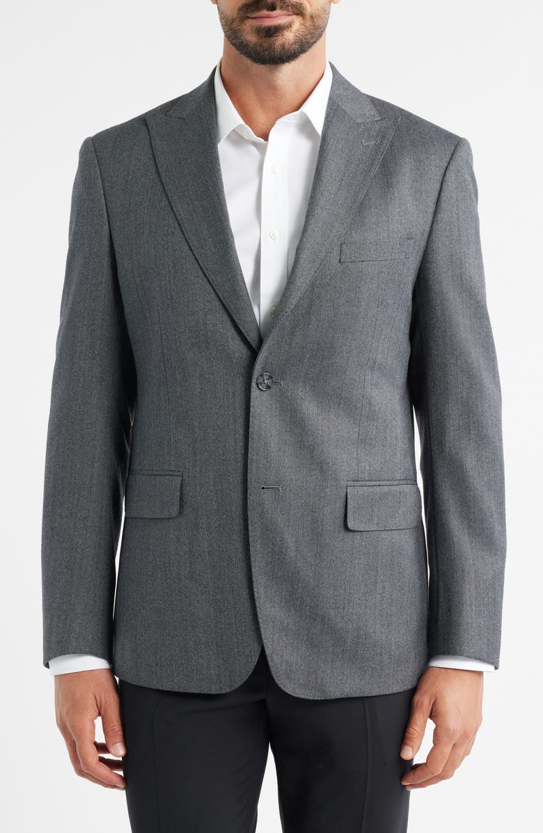 DANIEL HECHTER Grey Wool Blend Herringbone Sport Coat, Alternate, color, Grey