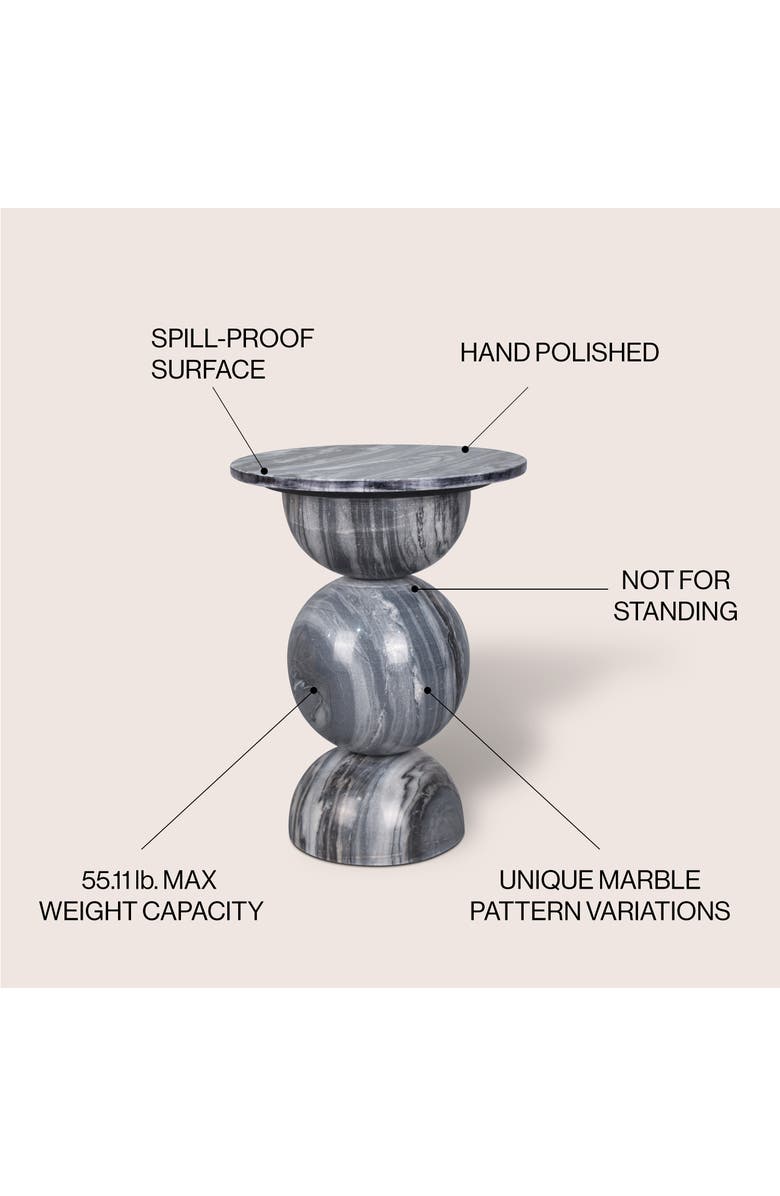 JONATHAN Y Aura 19" Modern Natural Marble Handmade Stacked Round Pedestal End Table, Alternate, color, Dark Gray/Light Gray