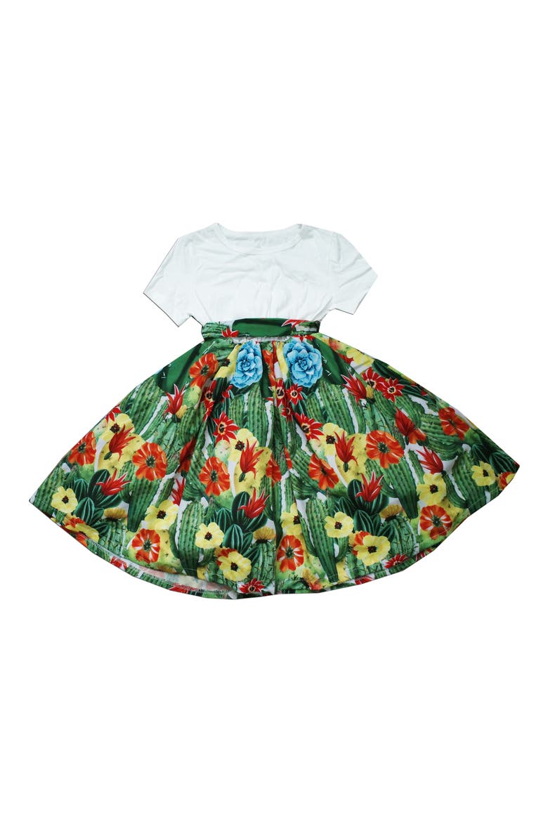 Kids' Floral Print Dress, Main, color, GREEN