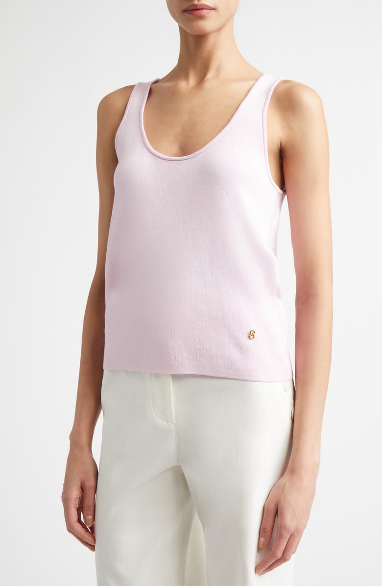 ST. JOHN Silk & Cotton Sweater Tank, Main, color, Peony