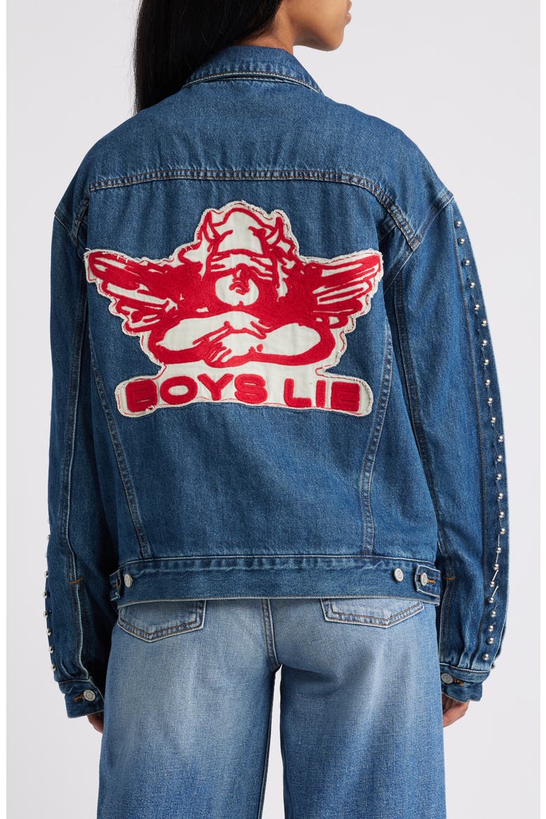 Stitch Me Up Denim Jacket, Alternate, color, BLUE