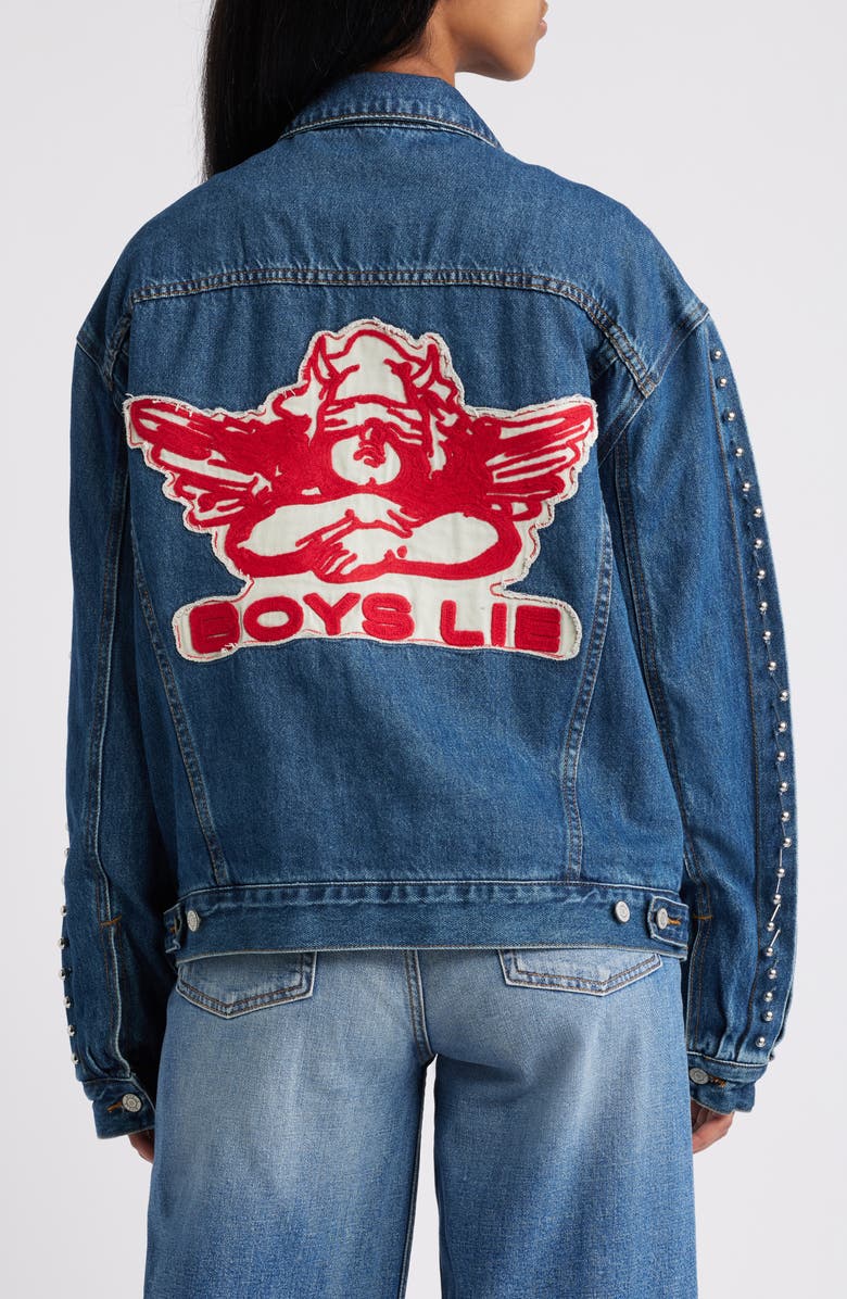 BOYS LIE Stitch Me Up Denim Jacket, Alternate, color, 