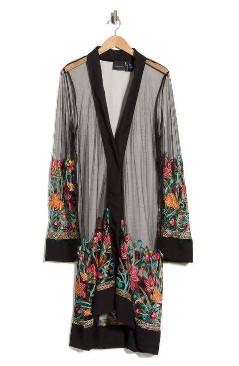 Floral Embroidered Mesh Duster (Plus)