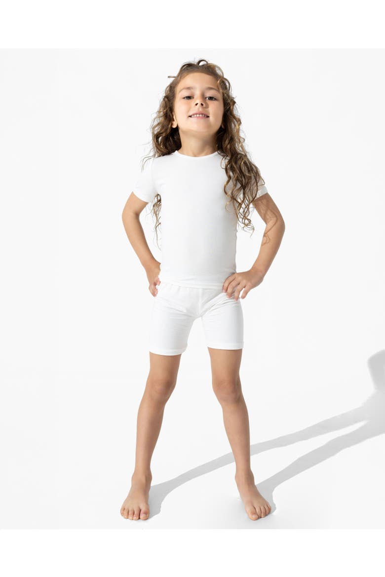 Milk White Kids 2-Piece Short Sleeve & Shorts Pajama Set, Alternate, color, Milk White