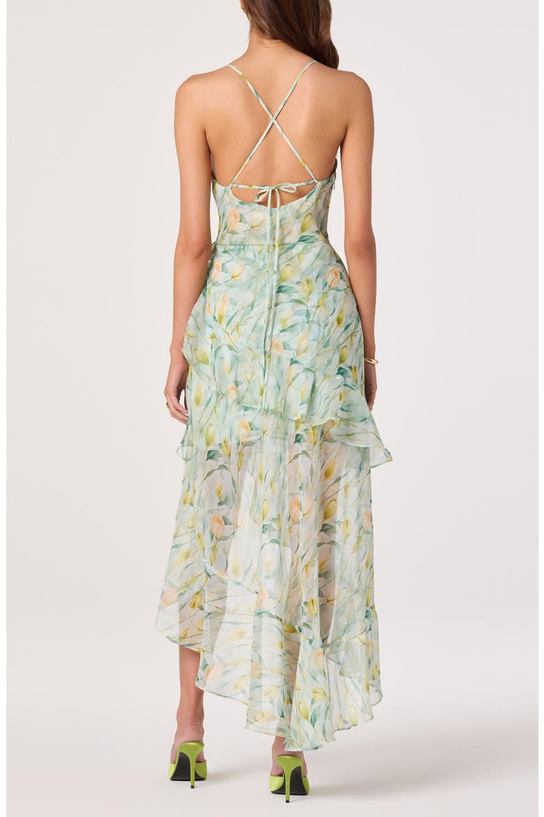 Candace Floral High Low Dress, Alternate, color, GREEN FLORAL