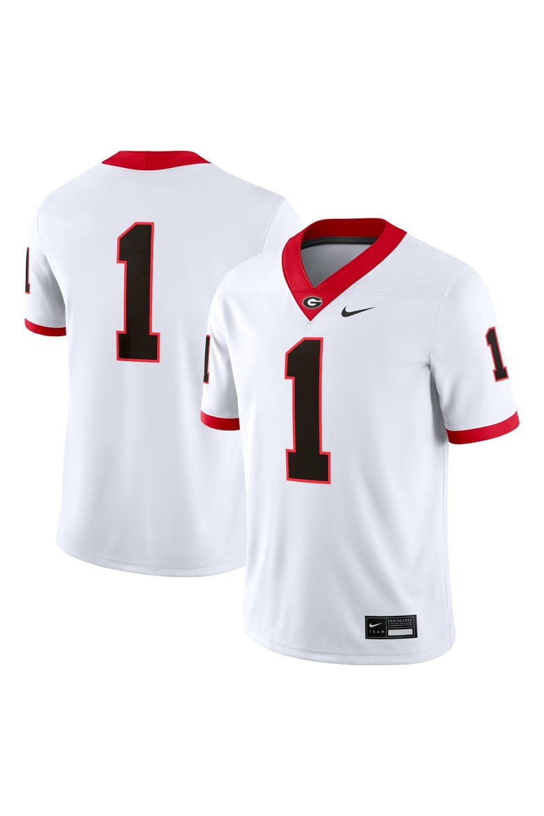 Men's Nike #1 White Georgia Bulldogs Game Jersey, Alternate, color, White