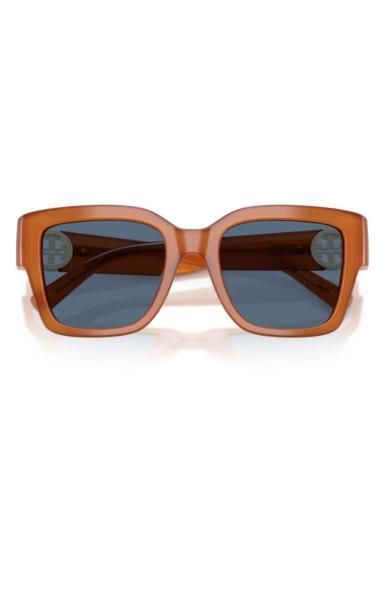 Tory Burch 52mm Square Sunglasses, Alternate, color, Amber Brown / Blue